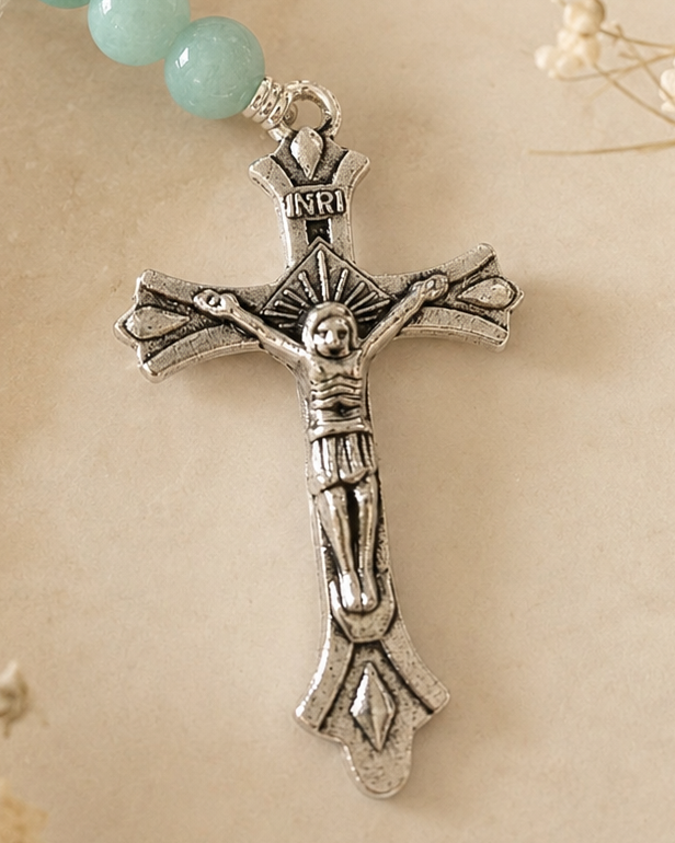 Różaniec pasyjny z jadeitu